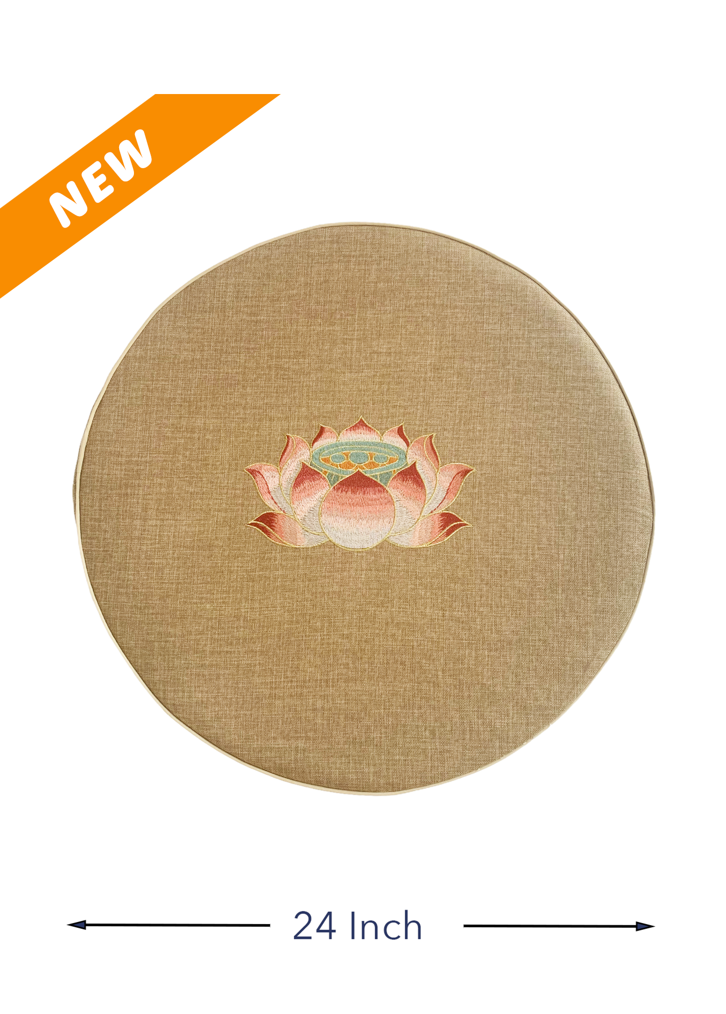24-Inch Lotus Meditation Cushion (Natural Beige & Light Brown)
