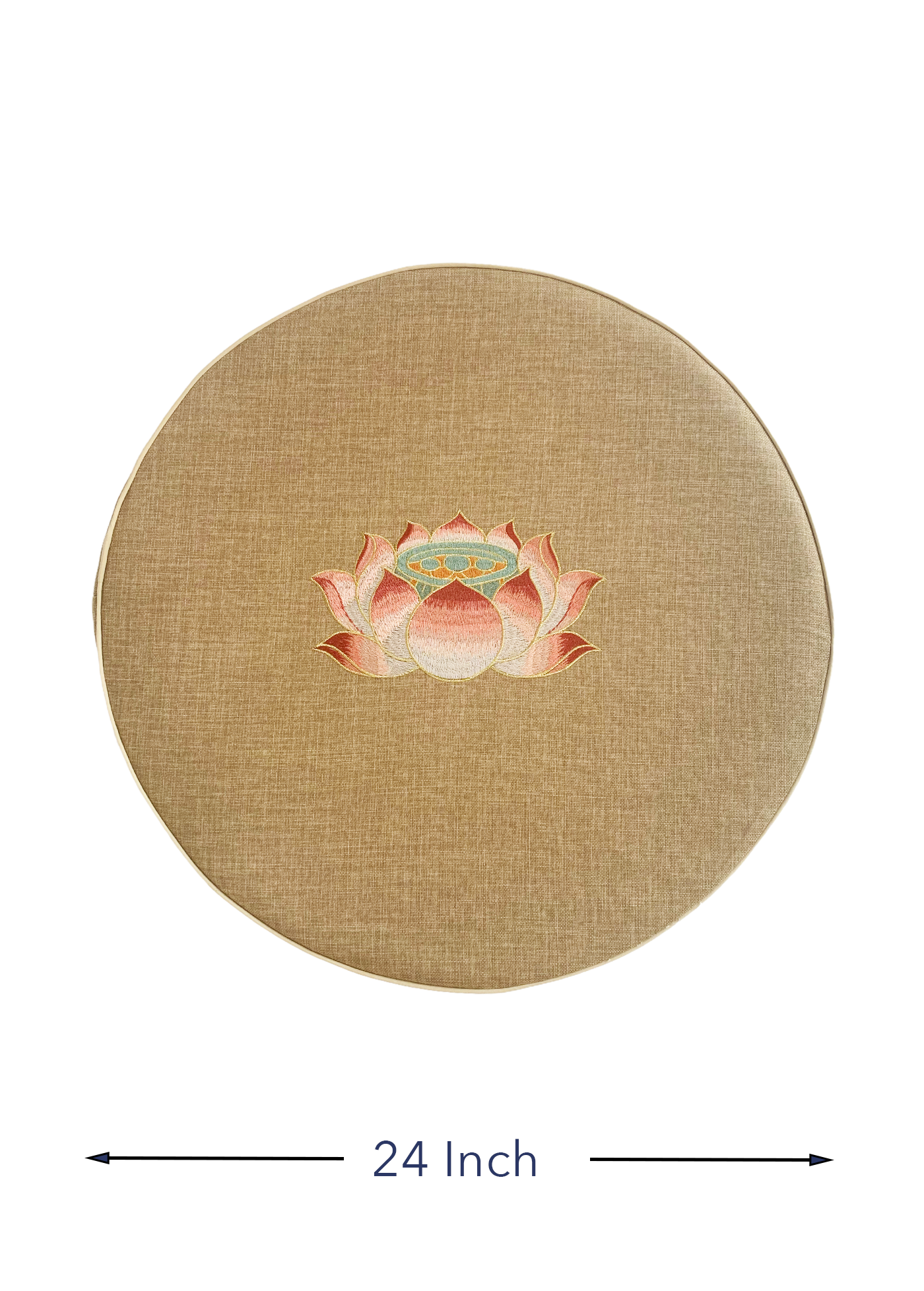 24 吋蓮花刺繡打坐墊（兩種顏色 - 米色、淺棕色）