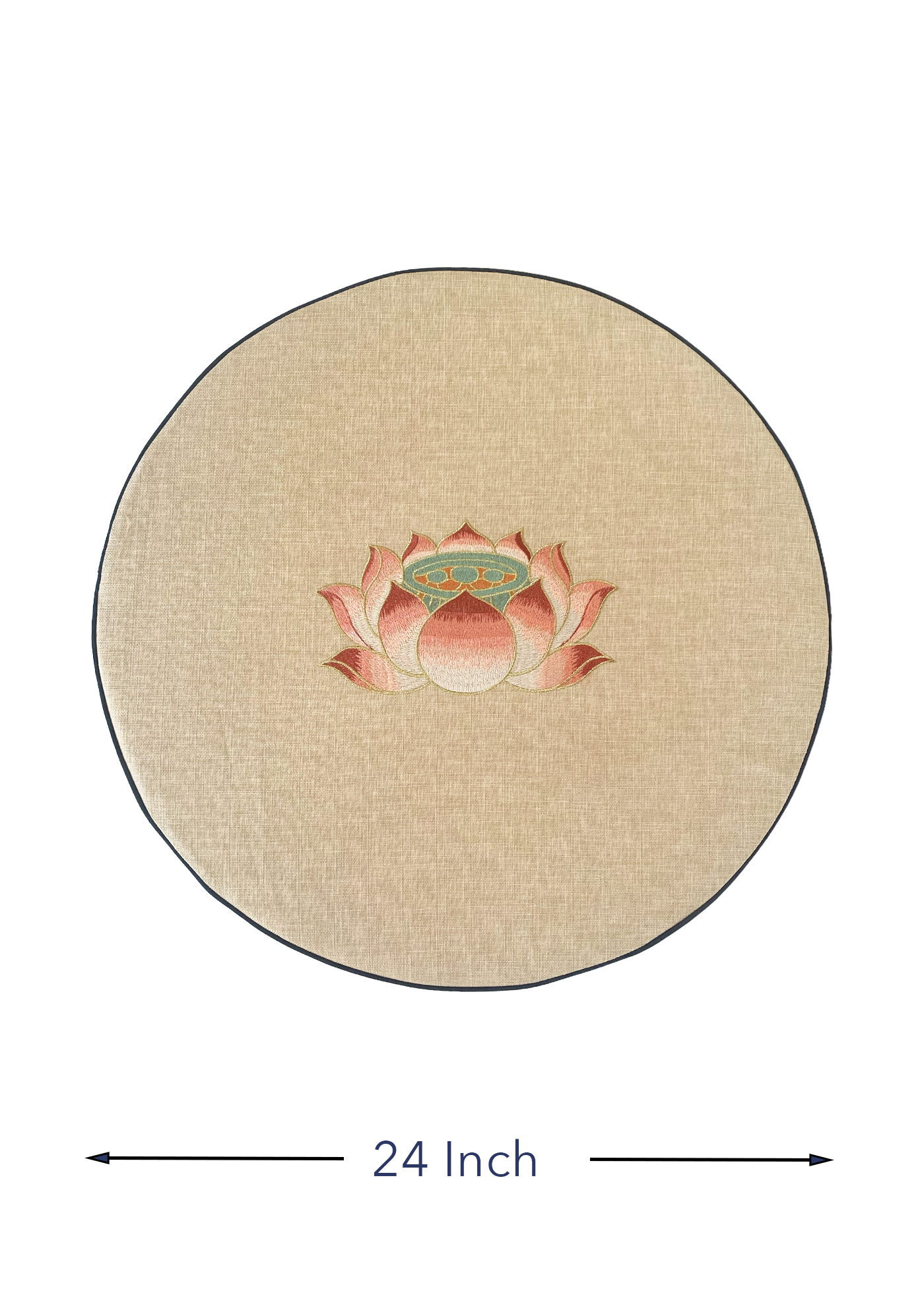 24-Inch Lotus Meditation Cushion （Natural Linen）