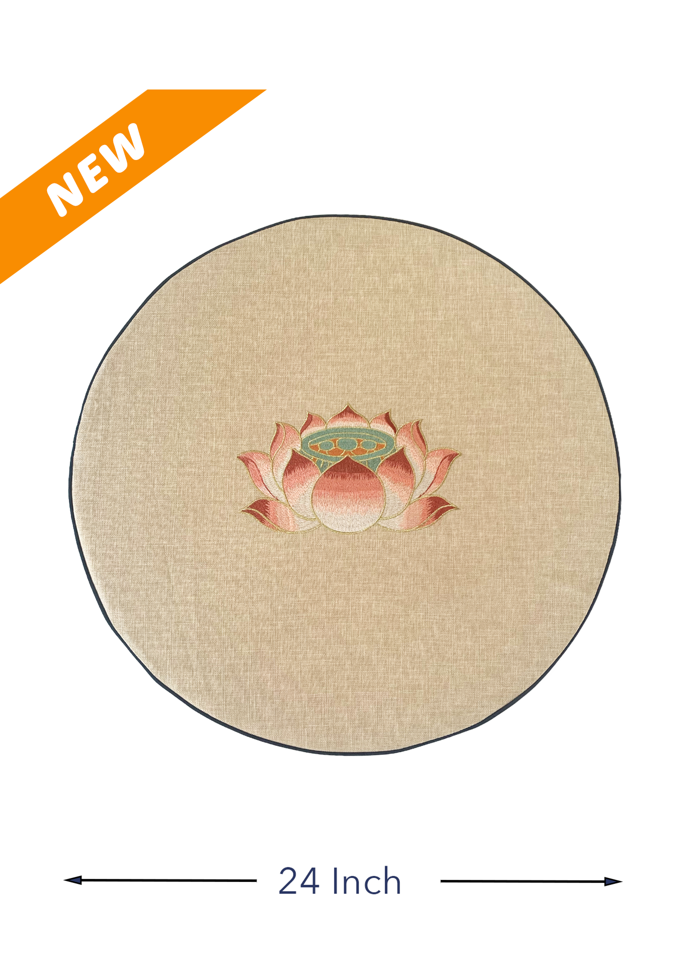24-Inch Lotus Meditation Cushion (Natural Beige & Light Brown)