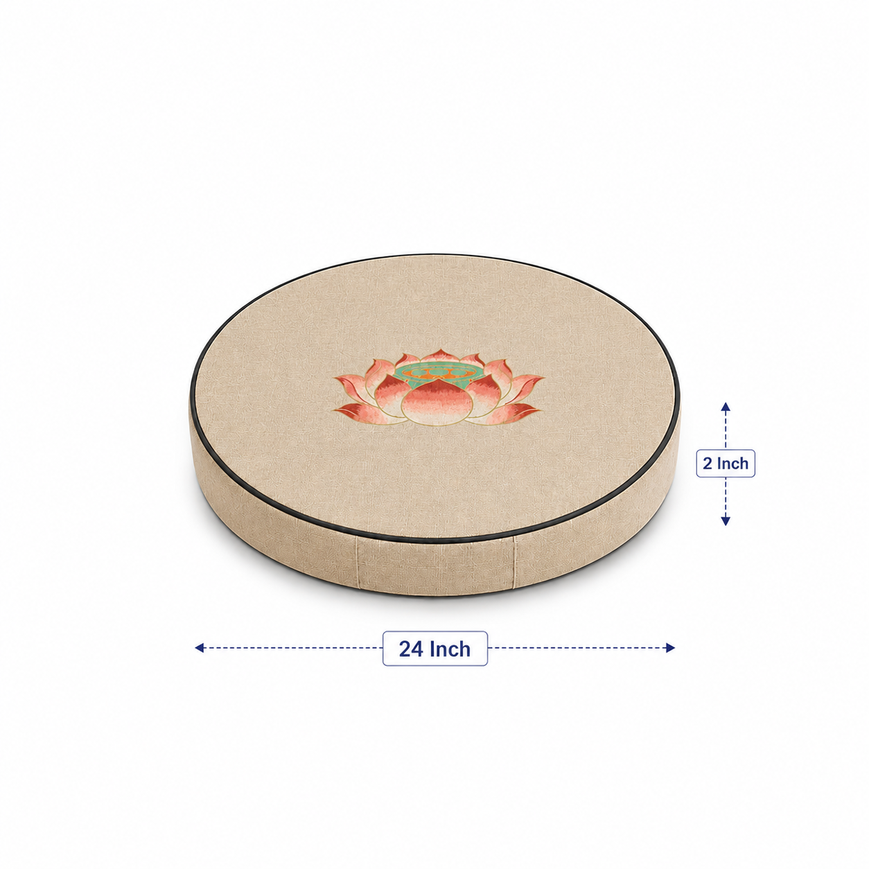 24-Inch Lotus Meditation Cushion (Natural Beige & Light Brown)