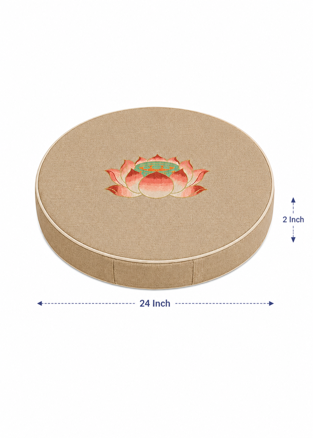 24-Inch Lotus Meditation Cushion (Natural Beige & Light Brown)