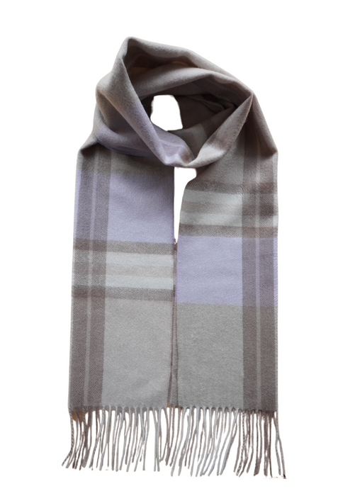 Scarf-Plaid with Light Violet & Beige